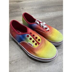 Vans Authentic Rainbow/Glitter Red/Blue/Yellow Girls Kids Sz‎ 2 Needs Laces